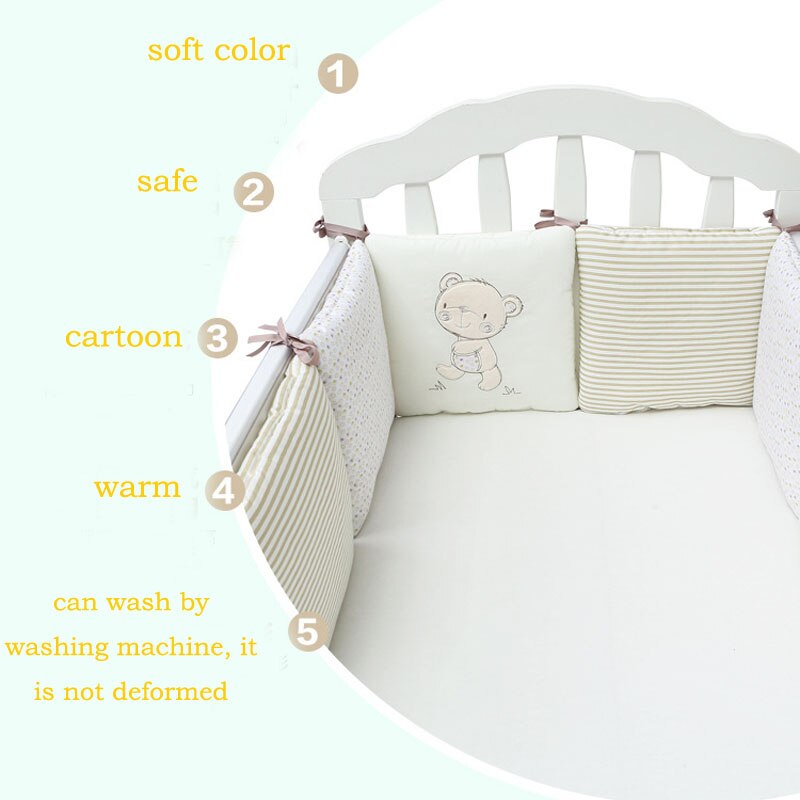 6 Pcs/Set Children Infant Crib Bumper Bed Protector Baby Kids Cotton Cot Nursery for Bear Bumper Boy And Girl Bedding Plush